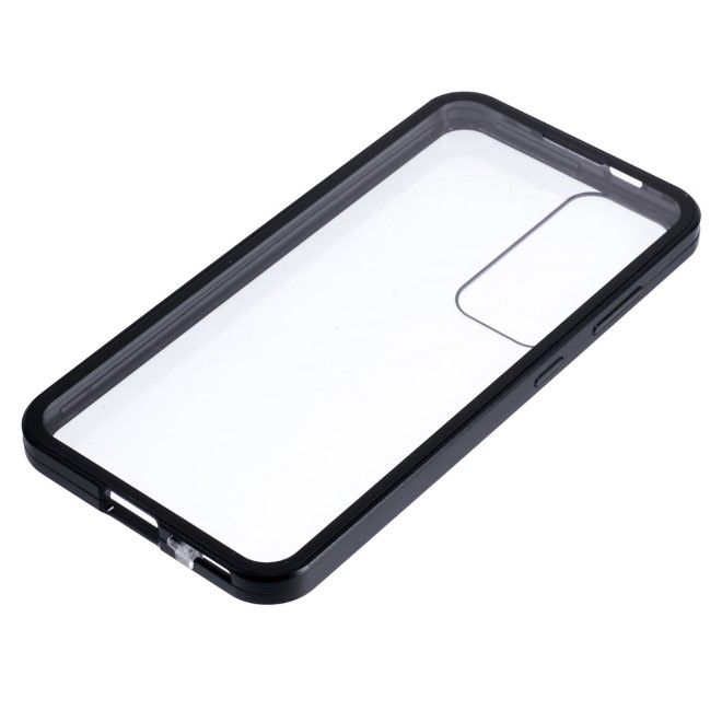 Samsung Galaxy S25+ Hülle - 360 Grad PanzerGlas Alu Case mit Magnet-Technologie - schwarz