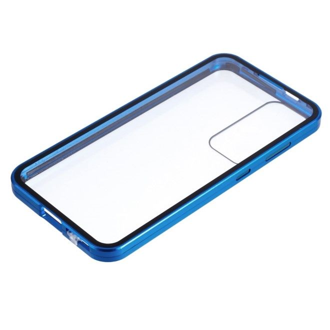Samsung Galaxy S25+ Hülle - 360 Grad PanzerGlas Alu Case mit Magnet-Technologie - blau