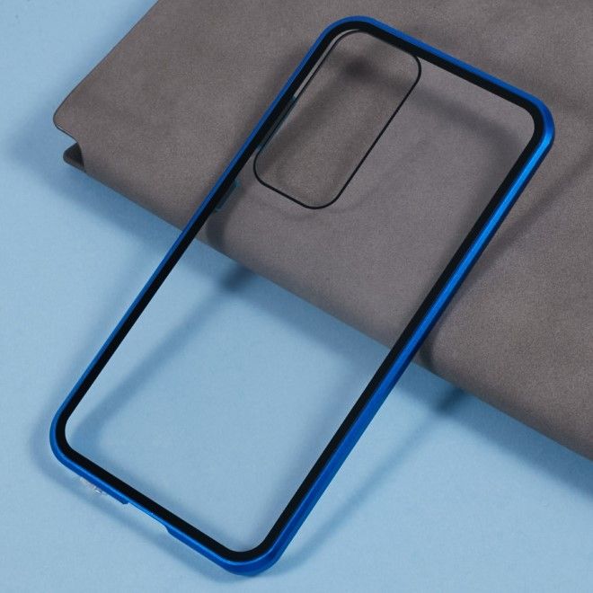 Samsung Galaxy S25+ Hülle - 360 Grad PanzerGlas Alu Case mit Magnet-Technologie - blau