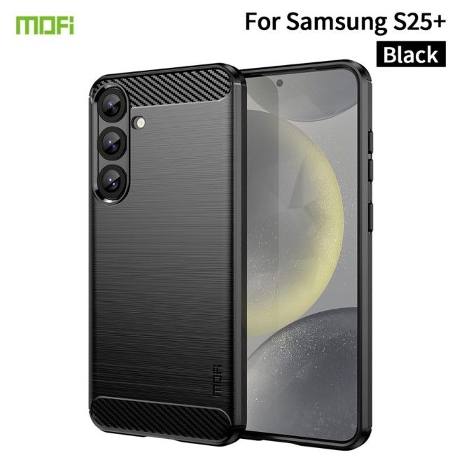Mofi - Samsung Galaxy S25+ Hülle - TPU Softcase - Carbon Fiber Series - schwarz