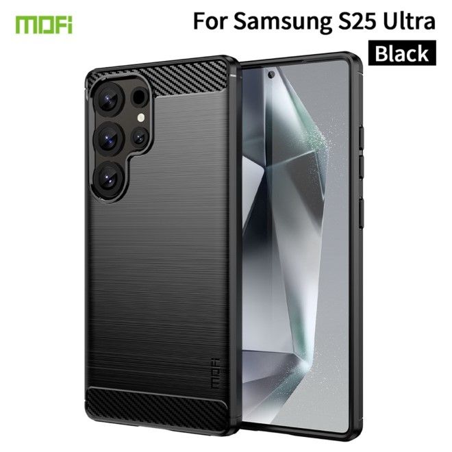 Mofi - Samsung Galaxy S25 Ultra Hülle - TPU Softcase - Carbon Fiber Series - schwarz