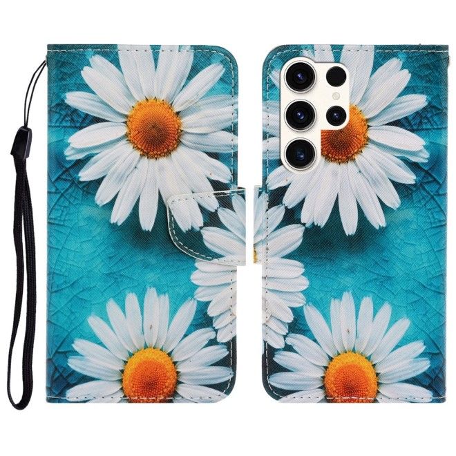 Samsung Galaxy S25 Ultra Handy Hülle - Leder Bookcover Image Series - weisse Blumen
