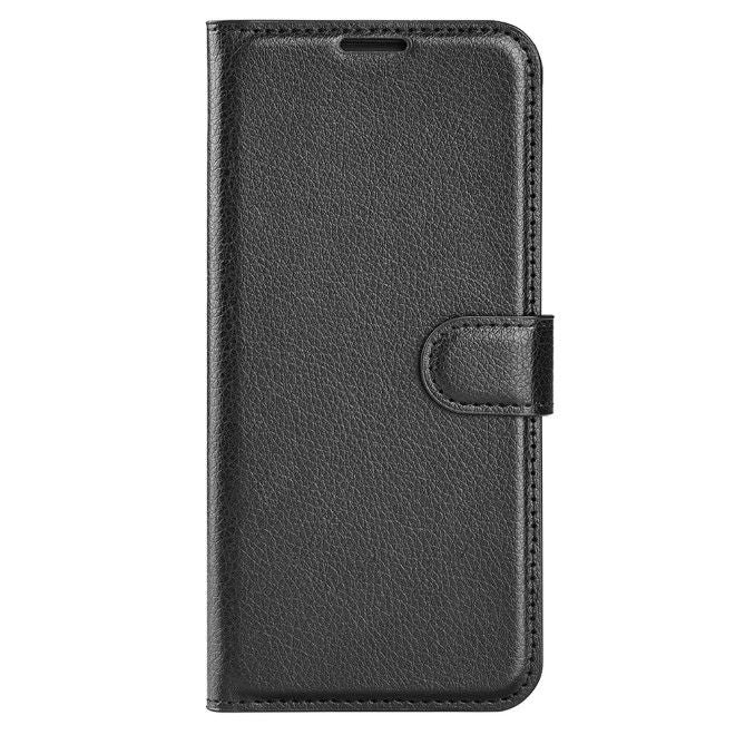 Samsung Galaxy S25 Ultra Handy Hülle - Litchi Leder Bookcover Series - schwarz