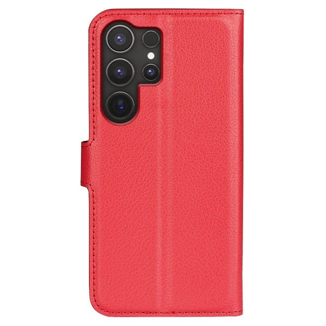 Samsung Galaxy S25 Ultra Handy Hülle - Litchi Leder Bookcover Series - rot