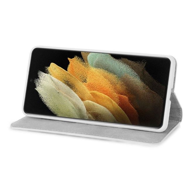 Samsung Galaxy S25 Ultra Handy Hülle - Glitzer Leder Bookcover - PU Leather Bling Series - schwarz