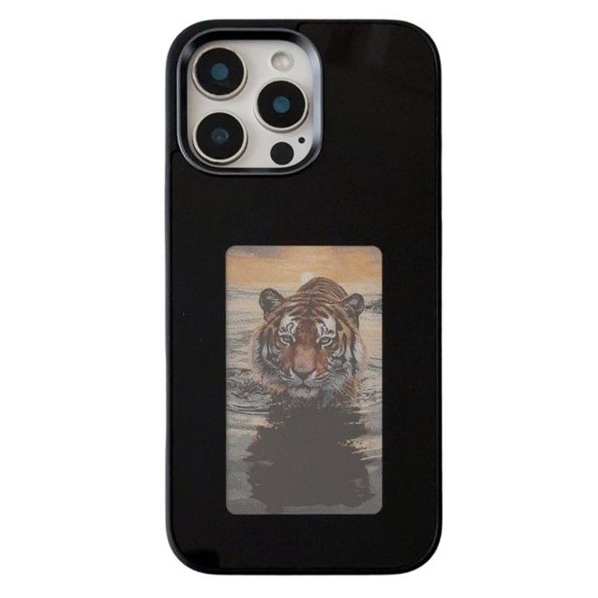 iPhone 16 Pro Phone Case - Hard Case made of TPU and Acrylic - with DIY E-Ink 4-Color Display with NFC - Black