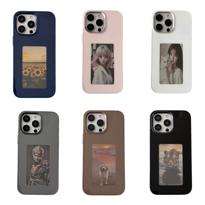 Coque pour iPhone 16 Pro Max - Coque rigide en TPU et acrylique - Écran 4 couleurs à encre électronique personnalisable avec NFC - Noir