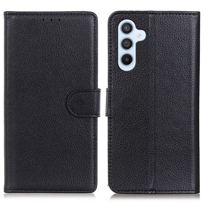 Samsung Galaxy S25+ / S24+ Handy Hülle - Litchi Leder Bookcover Series - schwarz