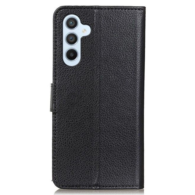 Samsung Galaxy S25+ / S24+ Handy Hülle - Litchi Leder Bookcover Series - schwarz