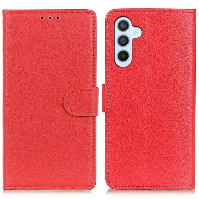 Samsung Galaxy S25+ / S24+ Handy Hülle - Litchi Leder Bookcover Series - rot