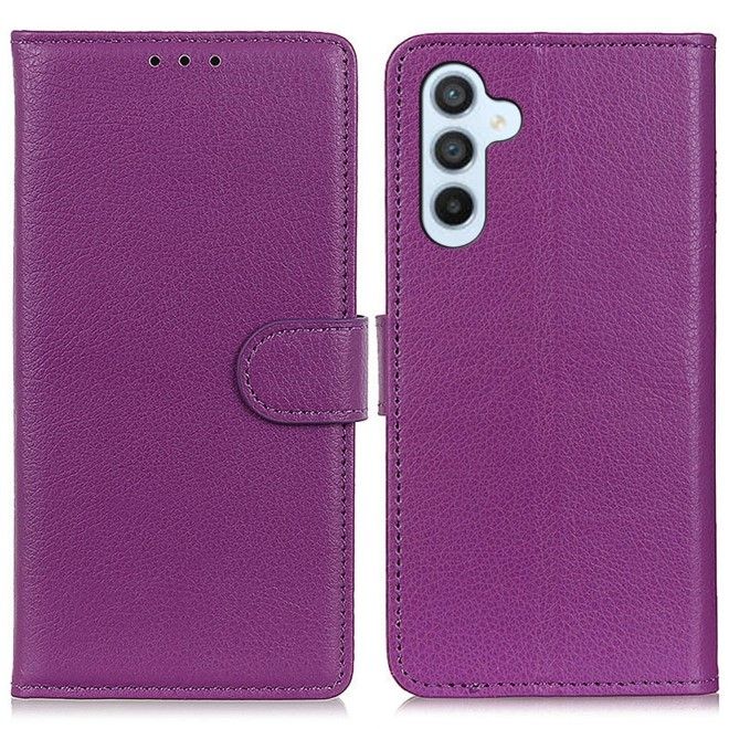 Samsung Galaxy S25 / S24 Handy Hülle - Litchi Leder Bookcover Series - purpur