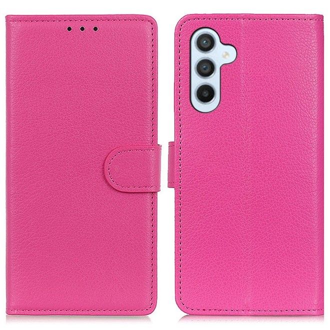 Samsung Galaxy S25 / S24 Handy Hülle - Litchi Leder Bookcover Series - rosa