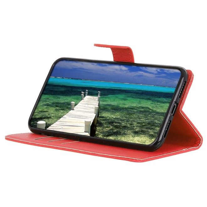 Samsung Galaxy S25 / S24 Handy Hülle - Litchi Leder Bookcover Series - rot