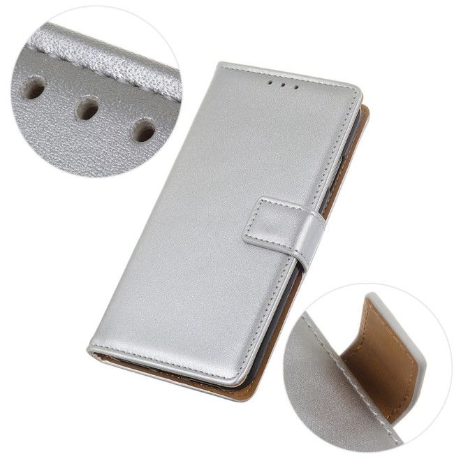 Samsung Galaxy S25 / S24 Handy Hülle - Classic II Leder Bookcover Series - silber