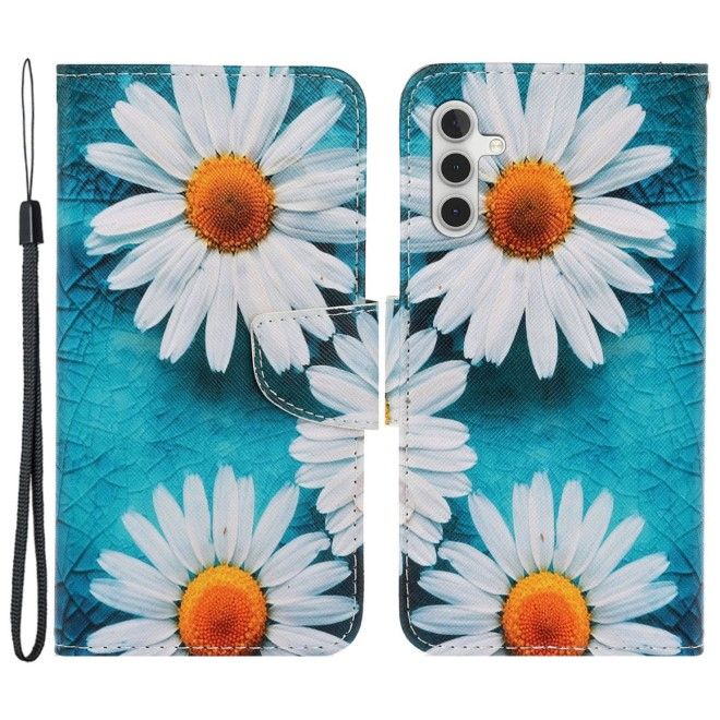 Samsung Galaxy S24 Handy Hülle - Leder Bookcover Image Series - weisse Blumen