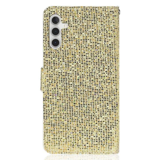 Samsung Galaxy S25+ / S24+ Handy Hülle - Glitzer Leder Bookcover - PU Leather Bling Series - gold