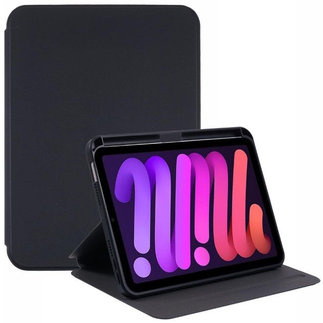 Étui pour iPad mini 7 (2024) / mini 6 (2021) - Étui en cuir rotatif à 360° - Noir
