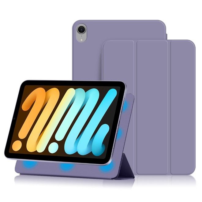 iPad mini 7 (2024) / mini 6 (2021) Leder Hülle - dreifach faltbar - purpur
