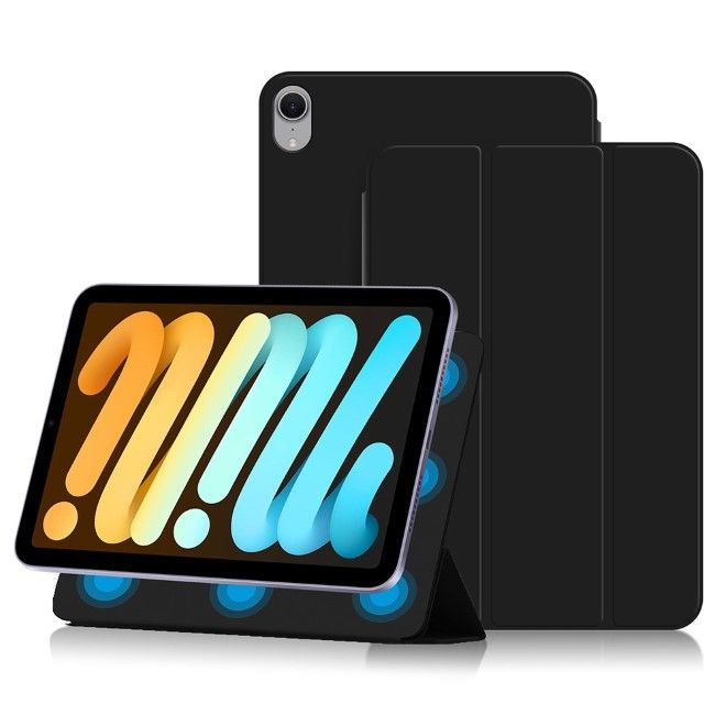 iPad mini 7 (2024) / mini 6 (2021) Leder Hülle - dreifach faltbar - schwarz