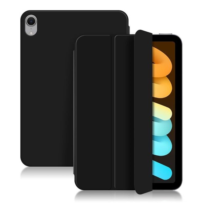 iPad mini 7 (2024) / mini 6 (2021) Leder Hülle - dreifach faltbar - schwarz
