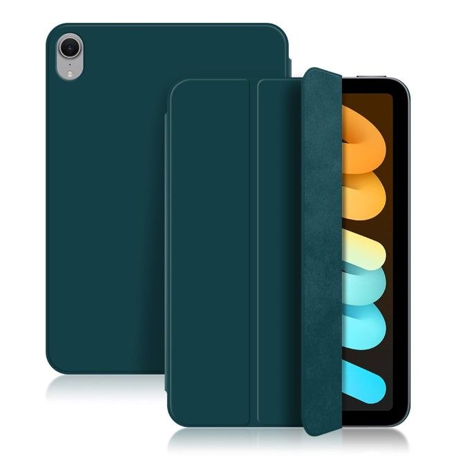 Étui en cuir pour iPad mini 7 (2024) / mini 6 (2021) - Pliable en trois parties - Vert