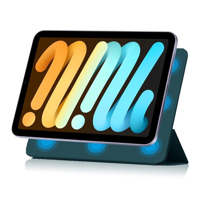 Étui en cuir pour iPad mini 7 (2024) / mini 6 (2021) - Pliable en trois parties - Vert