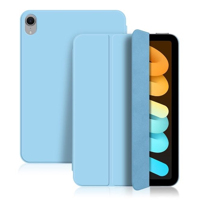 iPad mini 7 (2024) / mini 6 (2021) Leder Hülle - dreifach faltbar - blau