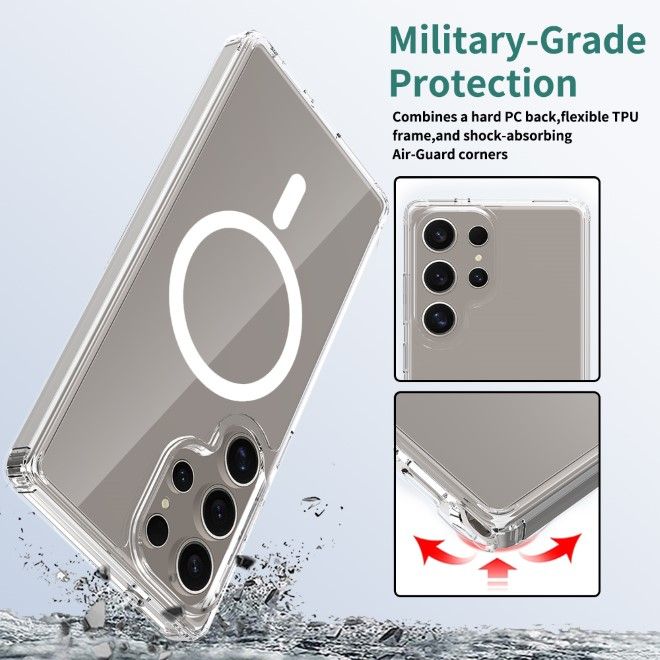 Samsung Galaxy S25 Ultra Hülle (PC / TPU Case) - Polycarbonat Rückseite + TPU Ränder - MagPureProtect Series - transparent