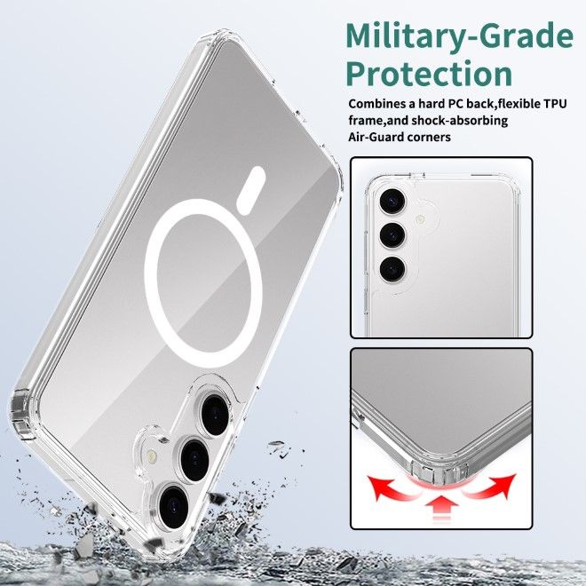 Samsung Galaxy S25+ Hülle (PC / TPU Case) - Polycarbonat Rückseite + TPU Ränder - MagPureProtect Series - transparent