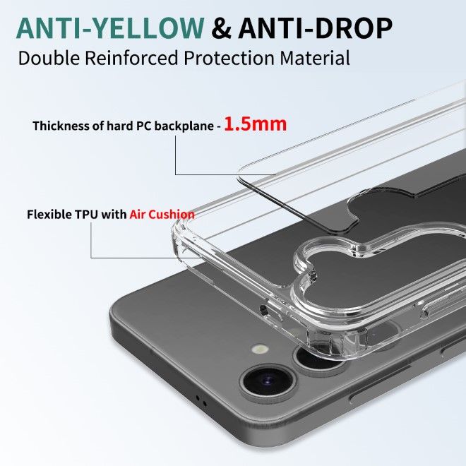 Samsung Galaxy S25 Hülle (PC / TPU Case) - Polycarbonat Rückseite + TPU Ränder - PureProtect Series - transparent
