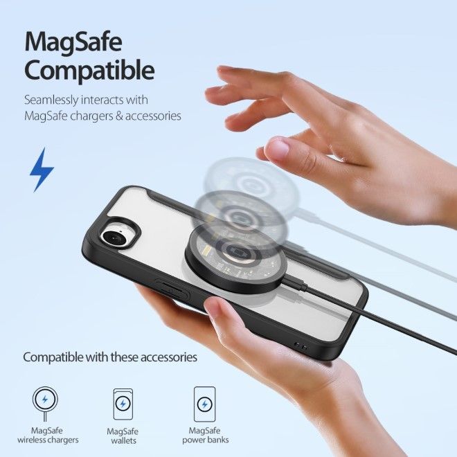 Dux Ducis - iPhone 16e Hülle - Leder Bookcover - MagSafe - Skin X Pro Series - schwarz