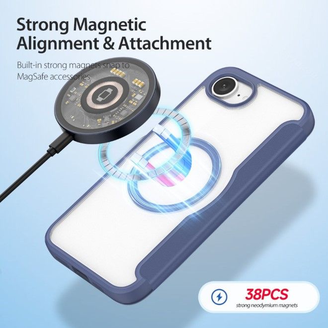 Dux Ducis - iPhone 16e Hülle - Leder Bookcover - MagSafe - Skin X Pro Series - blau