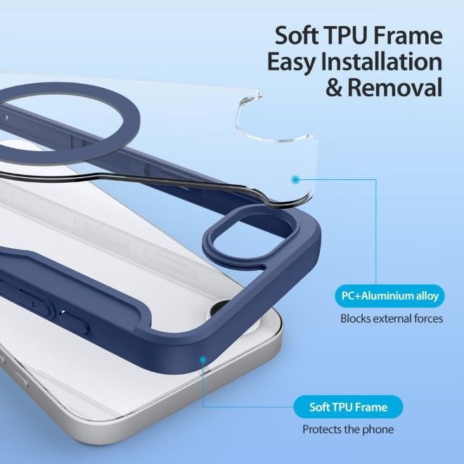 Dux Ducis - iPhone 16e Hülle - Leder Bookcover - MagSafe - Skin X Pro Series - blau