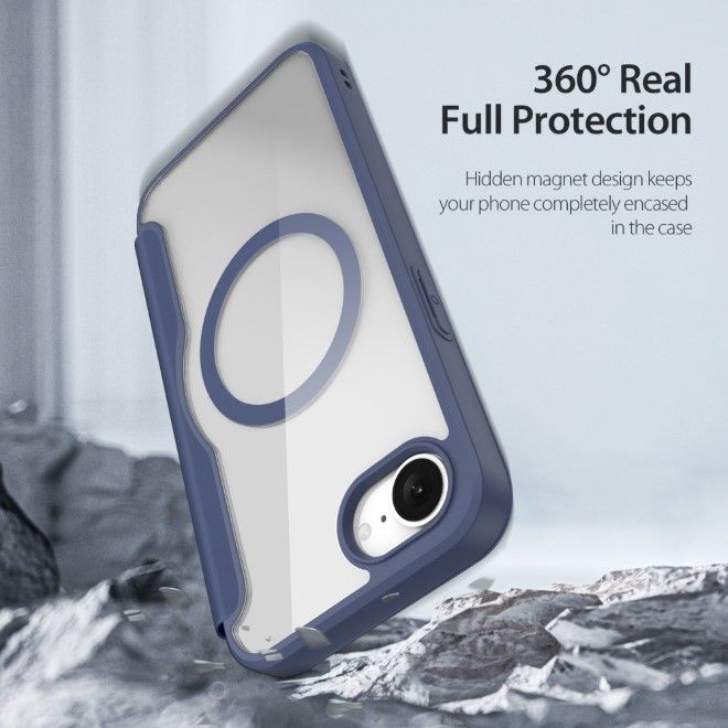 Dux Ducis - iPhone 16e Hülle - Leder Bookcover - MagSafe - Skin X Pro Series - blau