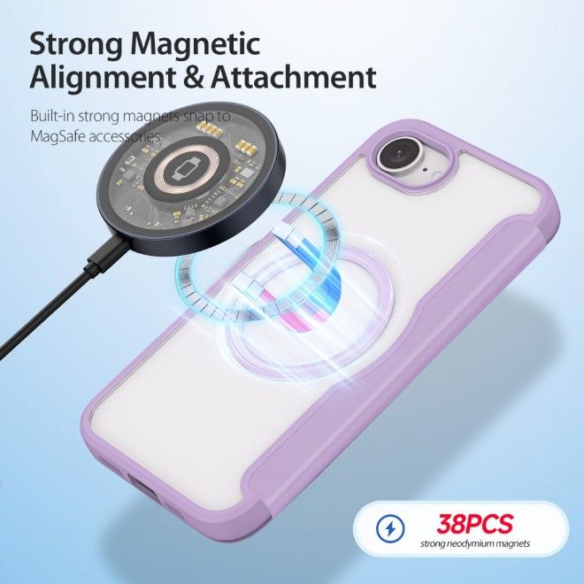 Dux Ducis - iPhone 16e Hülle - Leder Bookcover - MagSafe - Skin X Pro Series - purpur