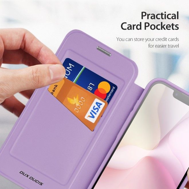 Dux Ducis - iPhone 16e Hülle - Leder Bookcover - MagSafe - Skin X Pro Series - purpur