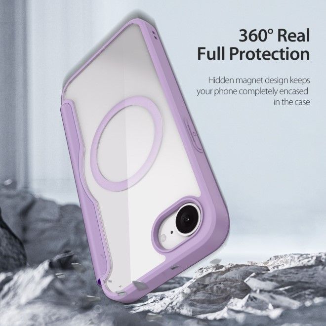 Dux Ducis - iPhone 16e Hülle - Leder Bookcover - MagSafe - Skin X Pro Series - purpur