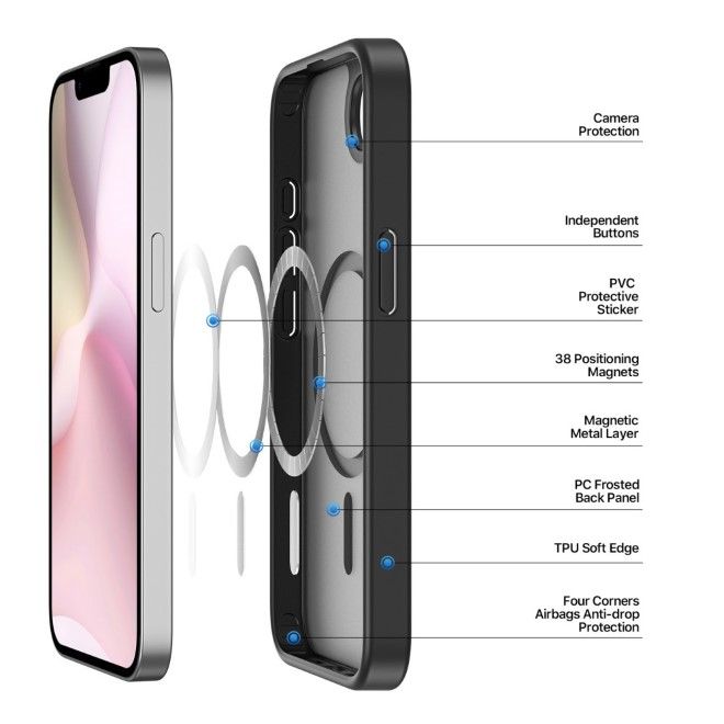 Dux Ducis - iPhone 16e Hülle - TPU und PC Hardcase - MagSafe kompatibel - Yind Series - schwarz