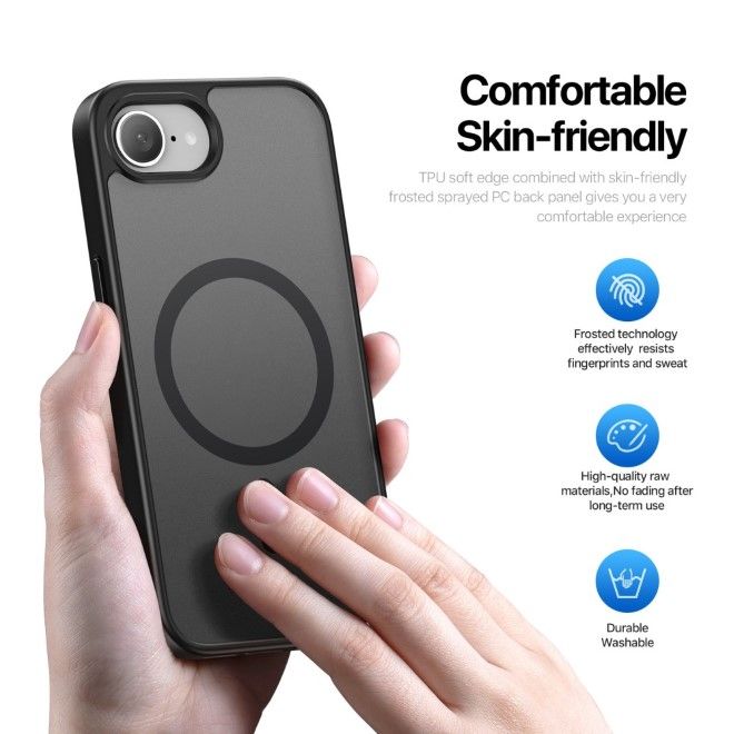 Dux Ducis - iPhone 16e Hülle - TPU und PC Hardcase - MagSafe kompatibel - Yind Series - schwarz