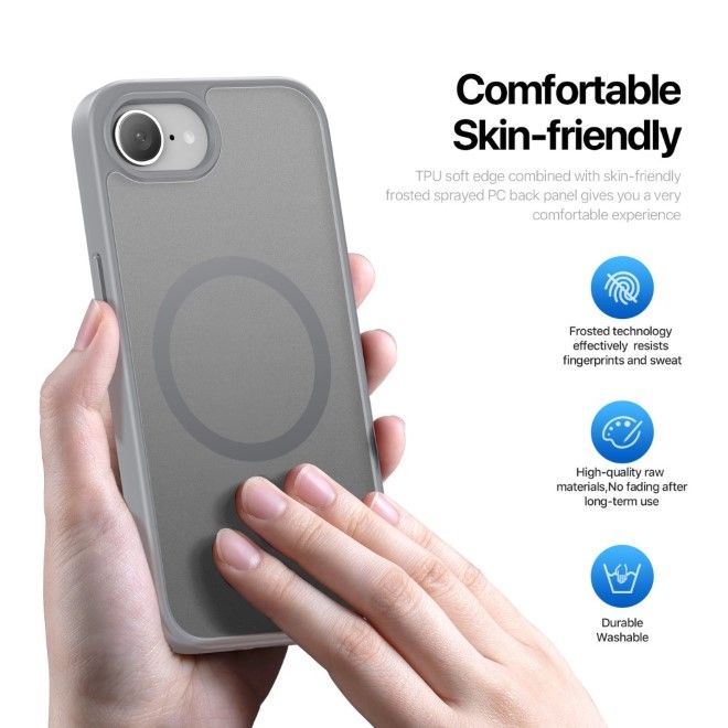 Dux Ducis - iPhone 16e Hülle - TPU und PC Hardcase - MagSafe kompatibel - Yind Series - grau