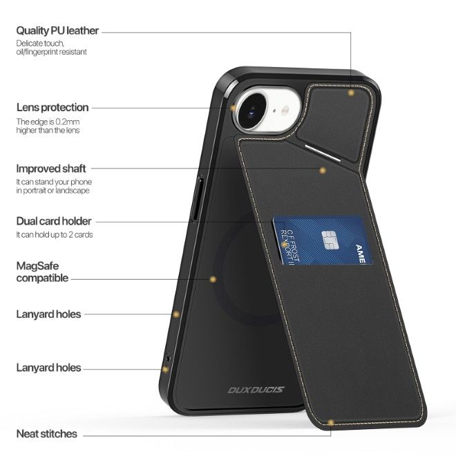 Dux Ducis - iPhone 16e Hülle - PC und TPU Hardcase - Rafi II Mag Series - schwarz