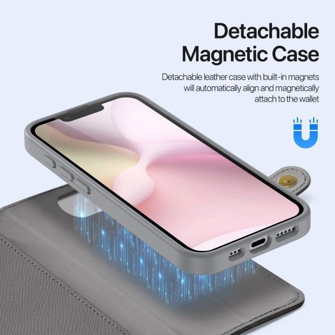 Dux Ducis - iPhone 16e Hülle - Kunstleder Bookcover - MagSafe kompatibel - Lawa Series - grau