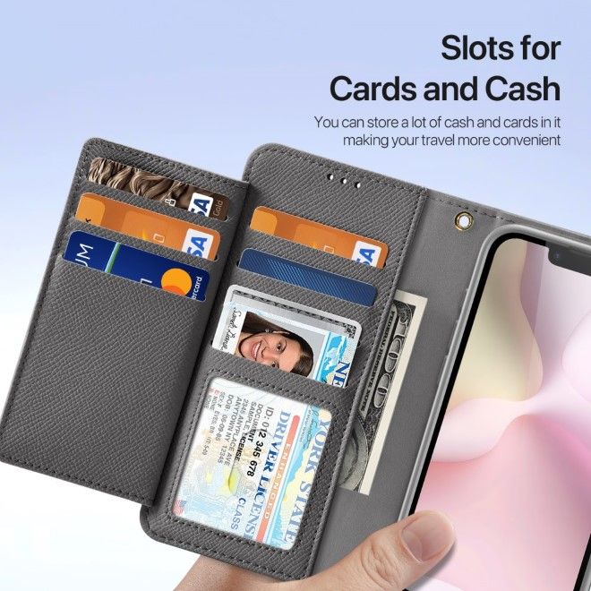 Dux Ducis - iPhone 16e Hülle - Kunstleder Bookcover - MagSafe kompatibel - Lawa Series - grau