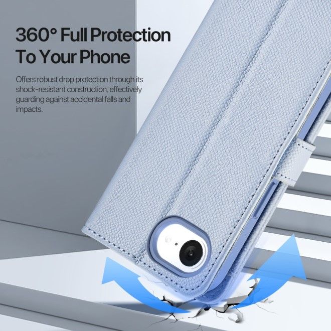 Dux Ducis - iPhone 16e Hülle - Kunstleder Bookcover - MagSafe kompatibel - Lawa Series - hellblau