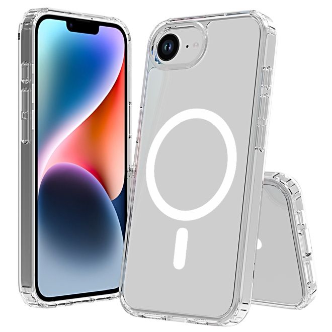 iPhone 16e Hülle (PC / TPU Case) - Polycarbonat Rückseite + TPU Ränder - MagPureProtect Series - transparent
