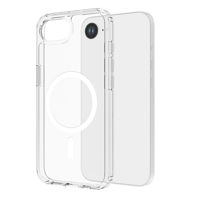 iPhone 16e Hülle (PC / TPU Case) - Polycarbonat Rückseite + TPU Ränder - MagPureProtect Series - transparent