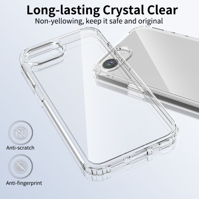iPhone 16e Hülle (PC / TPU Case) - Polycarbonat Rückseite + TPU Ränder - PureProtect Series - transparent