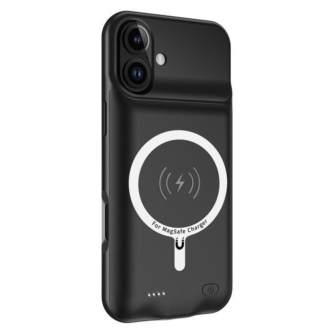 Étui batterie pour iPhone 16 (7 000 mAh) – Compatible avec la recharge MagSafe – Noir