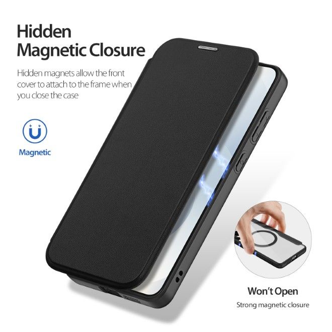 Dux Ducis - Samsung Galaxy S25 Edge Hülle - Leder Bookcover - Skin X Pro Series - schwarz