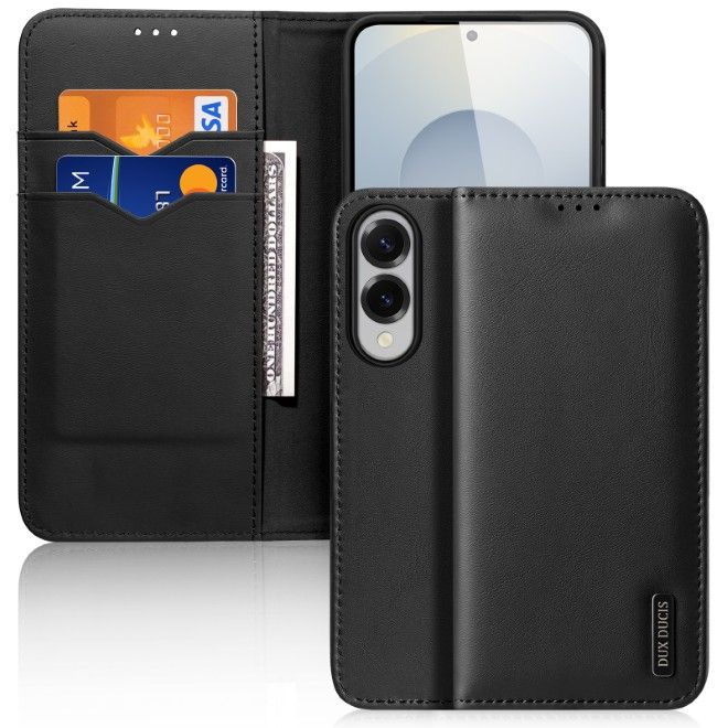 Dux Ducis - Samsung Galaxy S25 Edge Hülle - Handy Leder Case - Hivo Series - schwarz